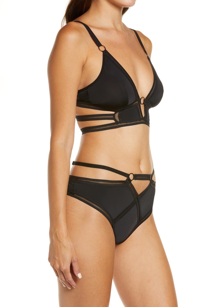 Hauty Along the Lines Bra & High Waist Panties Set, Alternate, color, Black
