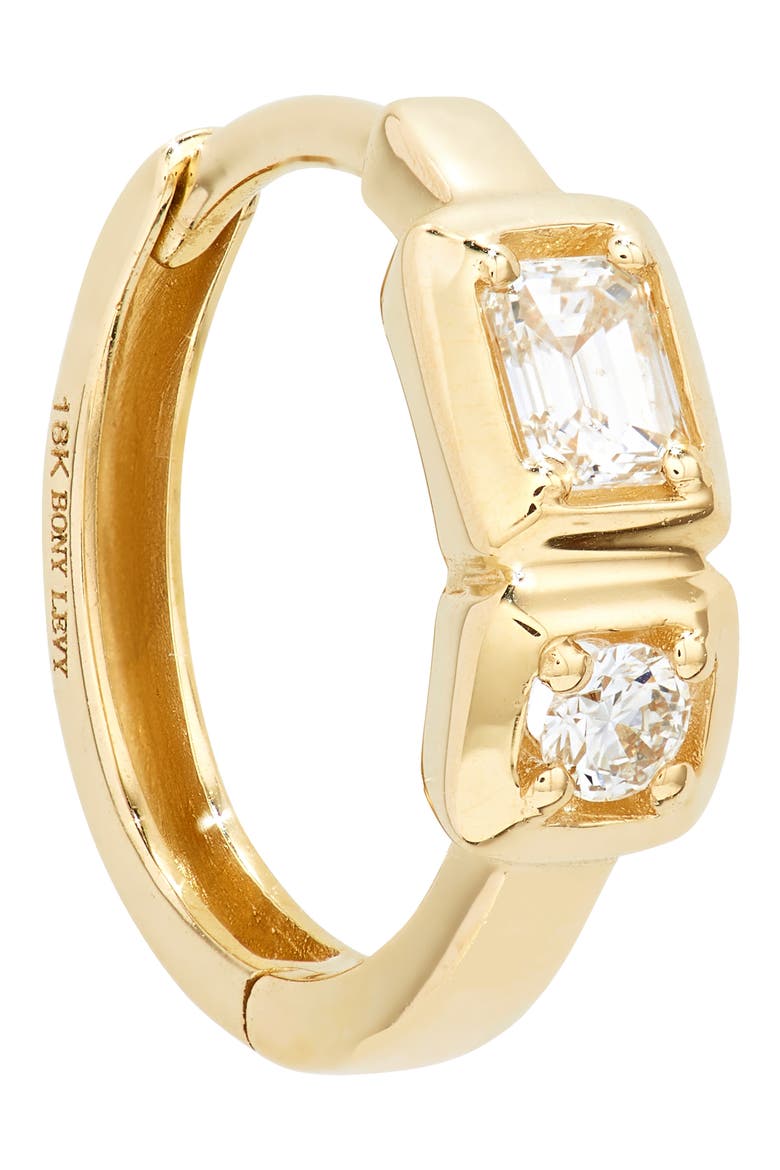 Maya Mixed Diamond Huggie Hoop Earrings (Nordstrom Exclusive), Alternate, color, 18K YELLOW GOLD