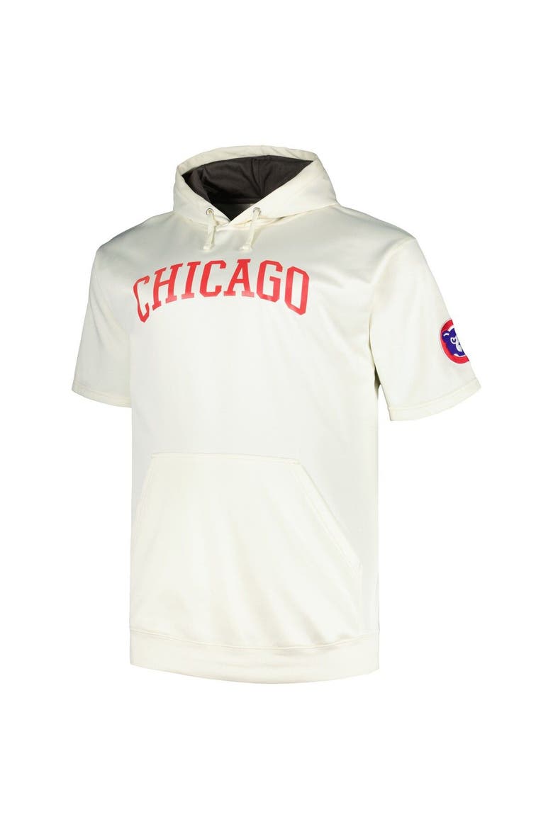 Men's Profile Oatmeal Chicago Cubs Big & Tall Contrast Short Sleeve Pullover Hoodie, Alternate, color, Oatmeal
