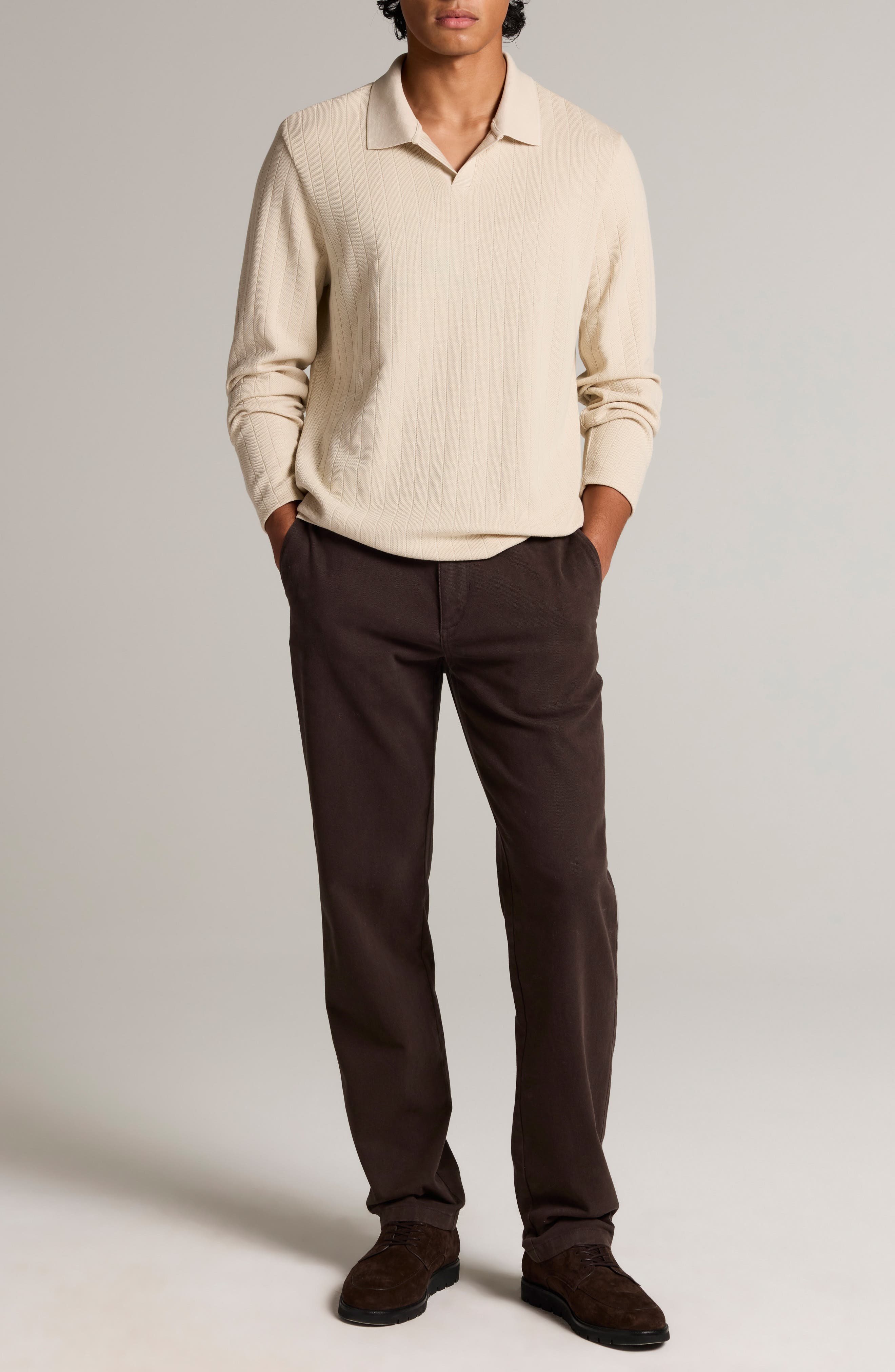 Vince Drop Needle Long Sleeve Johnny Polo (Men) | Nordstrom
