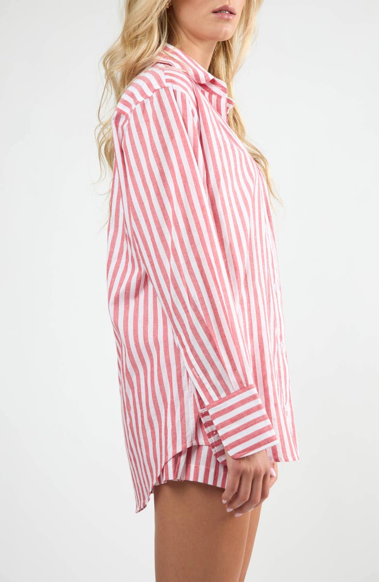 Viens Avec Moi The Summer Cotton Boyfriend Shirt, Alternate, color, Red