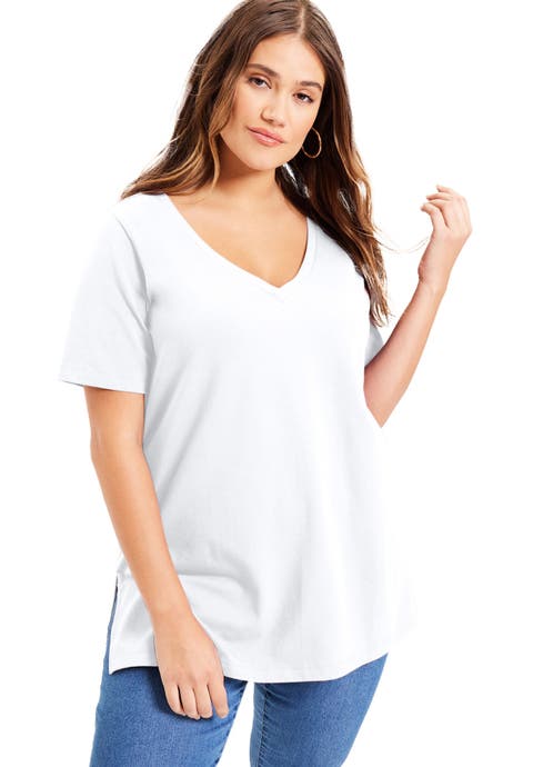 Short-Sleeve V-Neck One + Only Tunic (Plus Available)