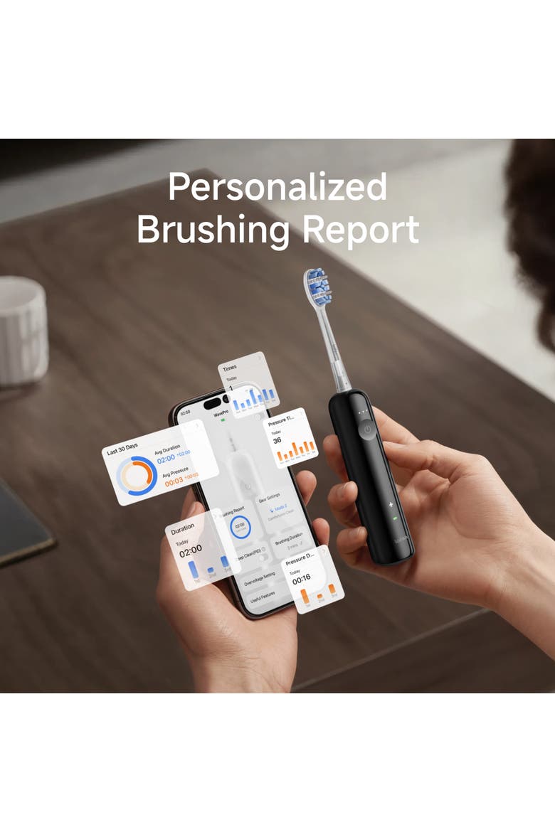 Wave Pro Electric Toothbrush with 2 Heads and Storage Bag, Alternate, color, Black