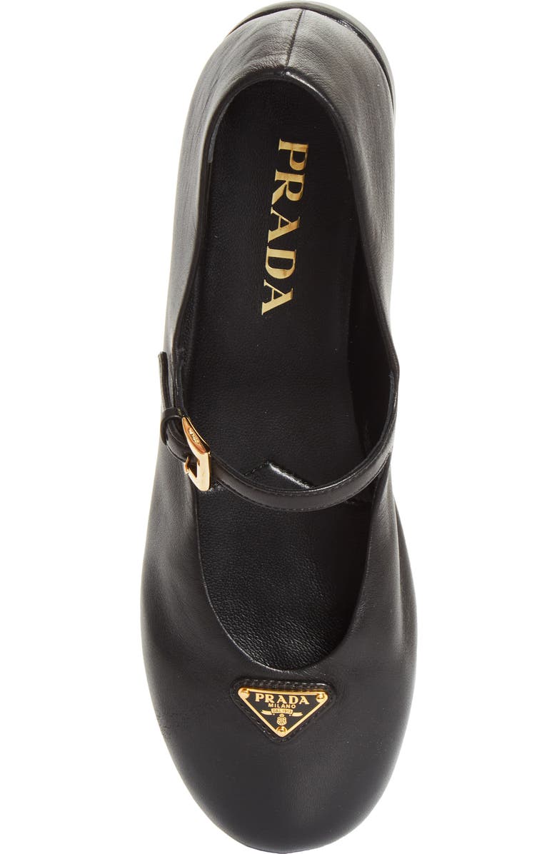 Prada Logo Mary Jane Flat, Alternate, color, Nero