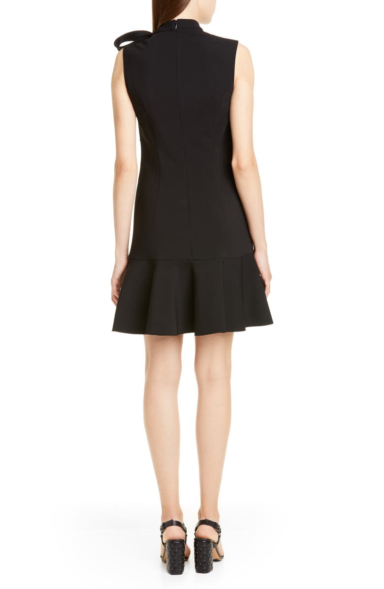 Valentino Tie Neck Ruffle Hem Wool Blend Minidress, Alternate, color, 