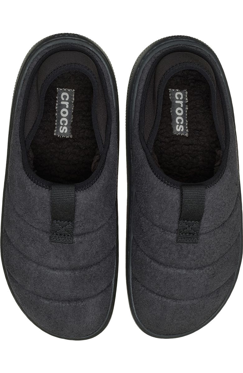 CROCS Classic Vegan Suede Quilted Slip On Shoe, Alternate, color, Black