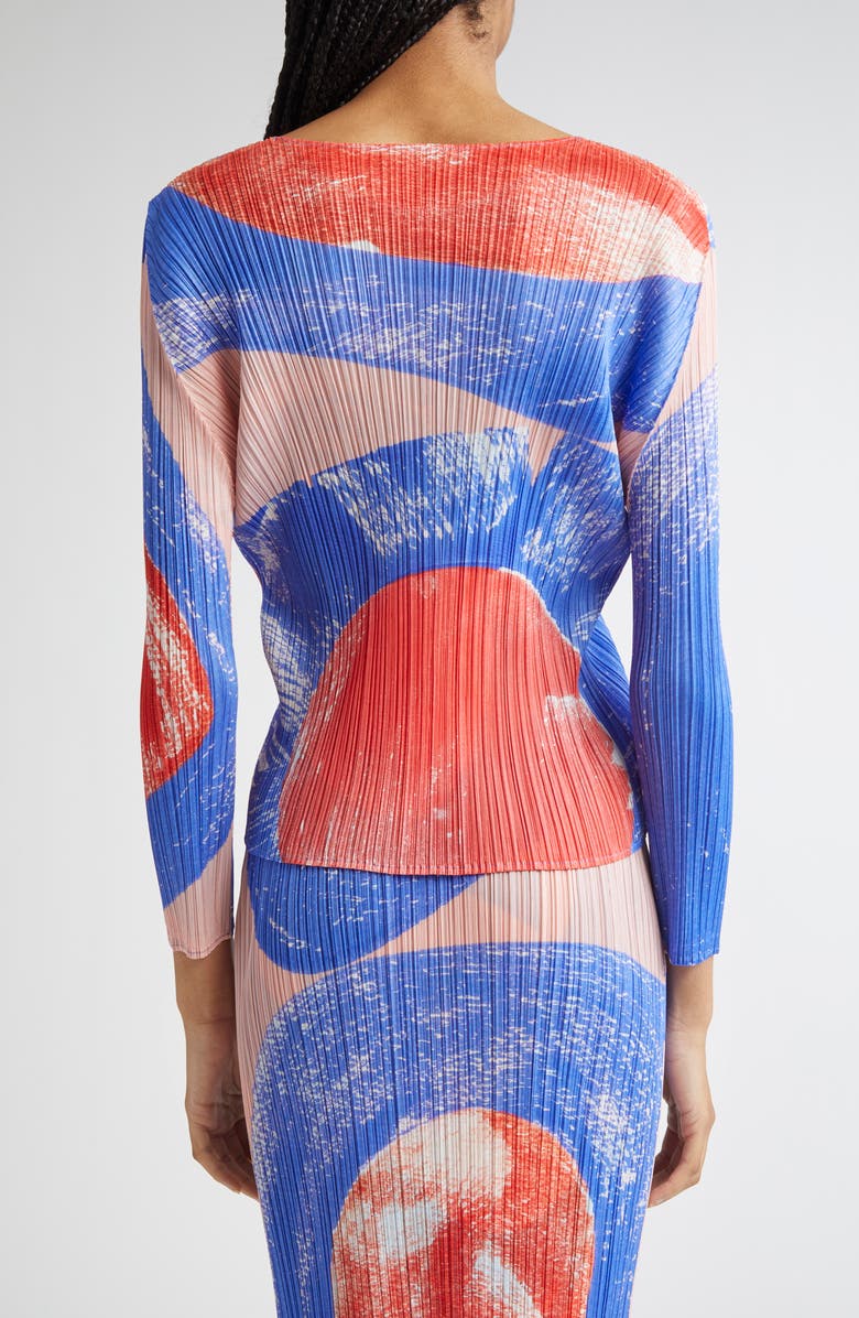 Pleats Please Issey Miyake Backlight Pleated Top, Alternate, color, Blue/ Red
