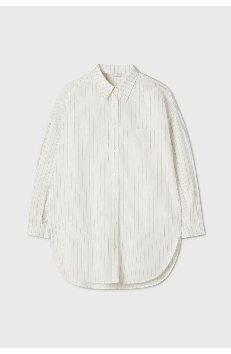 SILK LAUNDRY COTTON SILK ROUND SHIRT WHITE PINSTRIPE, Alternate, color, 