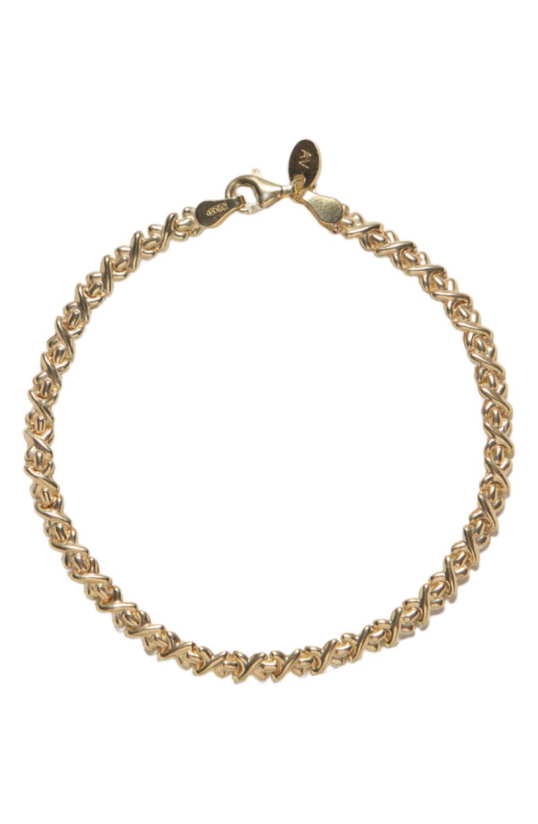Argento Vivo Sterling Silver X Connecting Link Chain Bracelet, Main, color, Gold