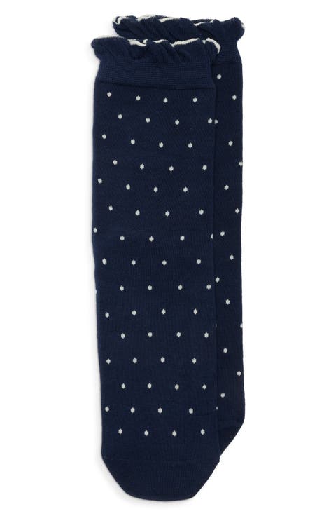 Jula Polka Dot Ruffle Cotton Blend Crew Socks