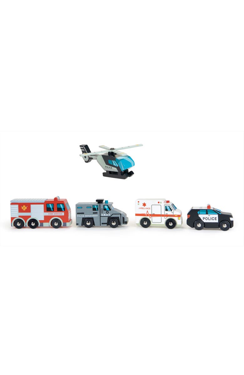 Tender Leaf Toys Emergency Vehicle Wooden Toy Set, Alternate, color, Multi