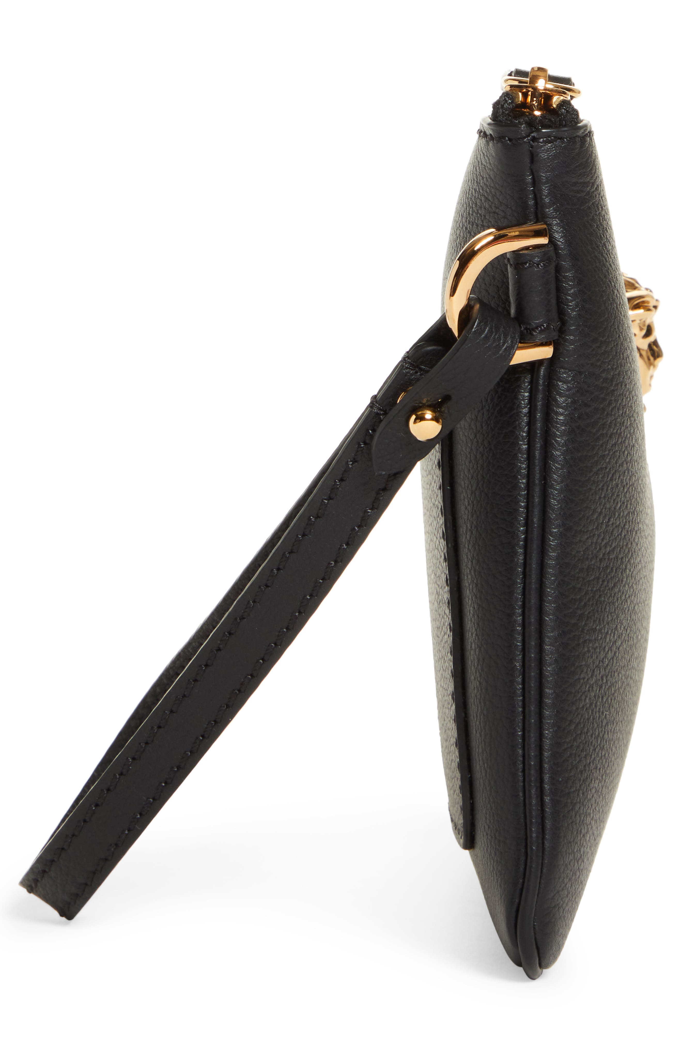 Versace La Medusa Zip Leather Pouch, Alternate, color, 