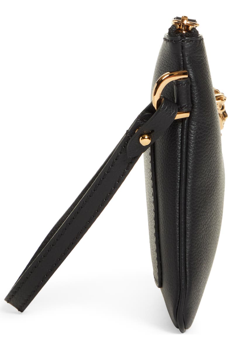Versace La Medusa Zip Leather Pouch, Alternate, color,