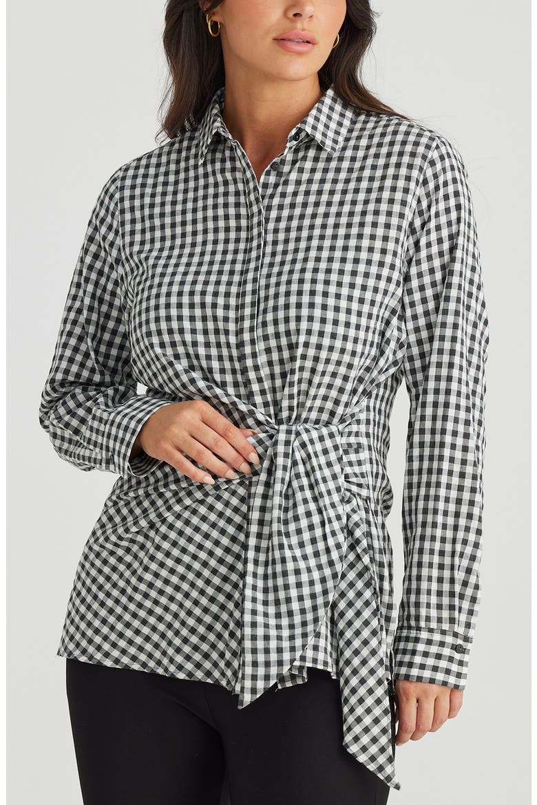 Nova Long Sleeve Check Print Cotton Shirt, Alternate, color, BLACK