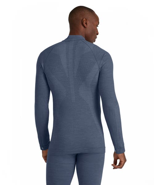 Falke Wool Tech Zip Base Layer Top In Blue