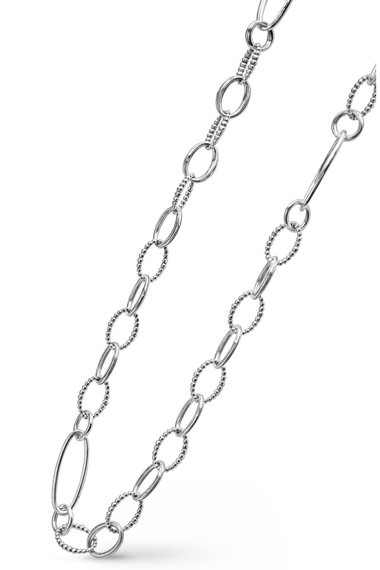 Signature Caviar Link Necklace, Alternate, color, SILVER