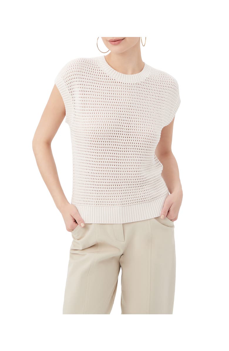 Trina Turk Yuri Open Knit Short Sleeve Pullover, Alternate, color, Sancerre