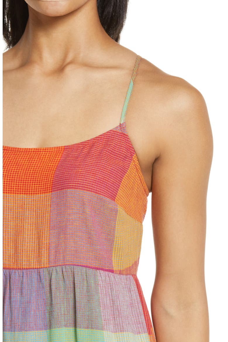 Lana Madras Plaid Tiered Midi Sundress, Alternate, color, ORANGE FOX