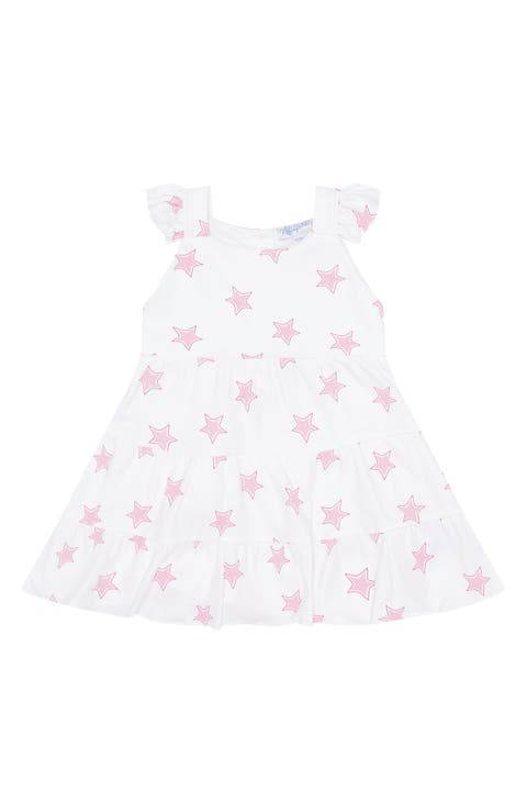 Pink Stars Print Ruffle Dress - Toddler & Little Kid