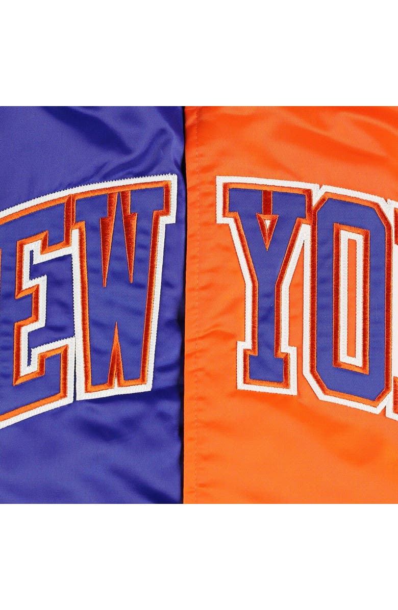 STARTER Men's Starter Blue/Orange New York Knicks Fast Break Satin Full-Snap Jacket, Alternate, color, 