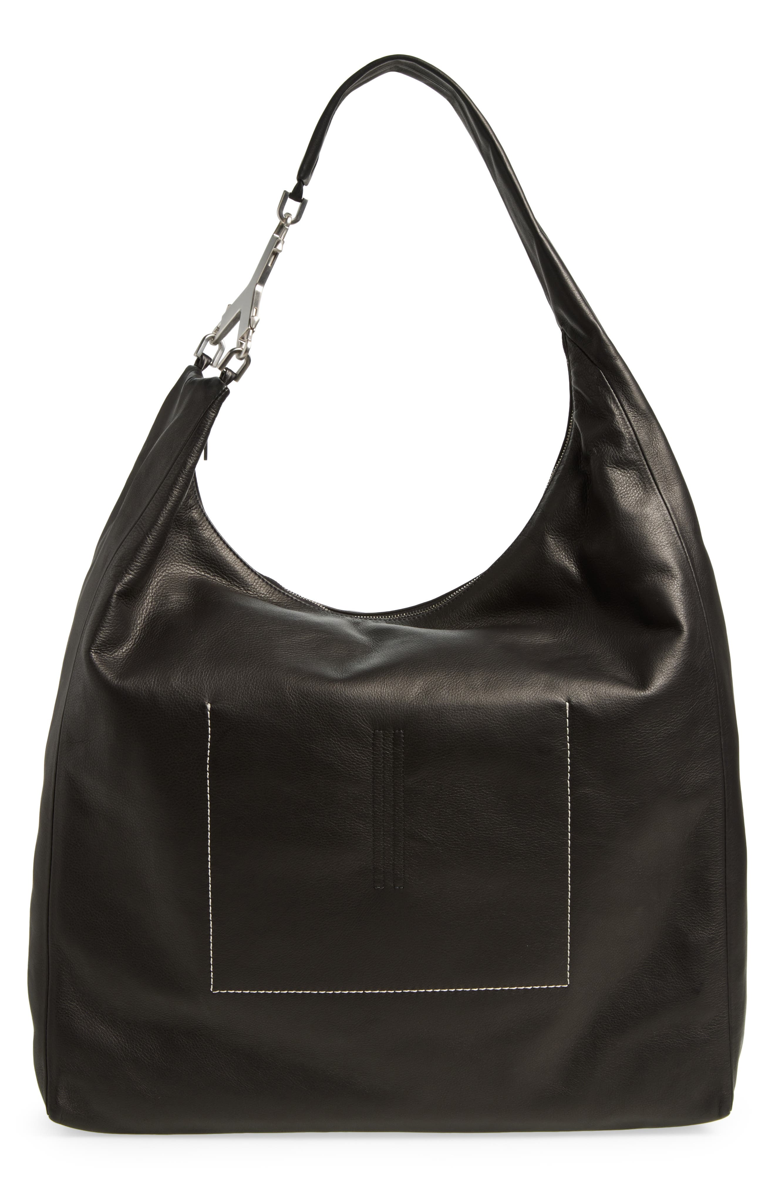 Rick Owens Cerberus Leather Hobo Bag, Alternate, color, 