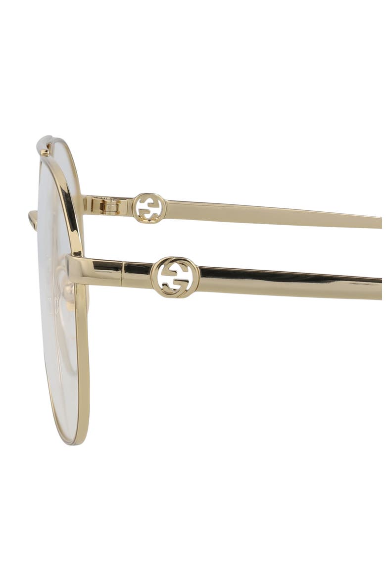 Novelty 56mm Aviator Optical Glasses, Alternate, color, GOLD GOLD TRANSPARENT