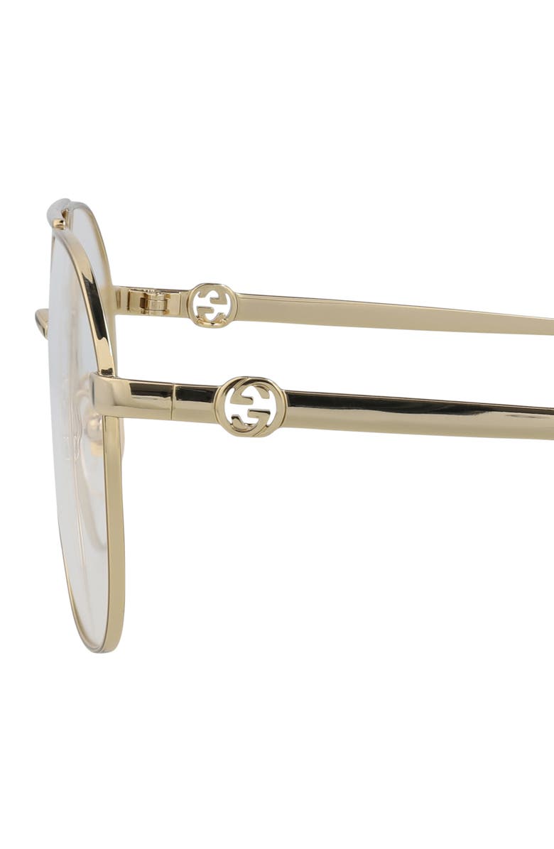 Gucci Novelty 56mm Aviator Optical Glasses, Alternate, color, 