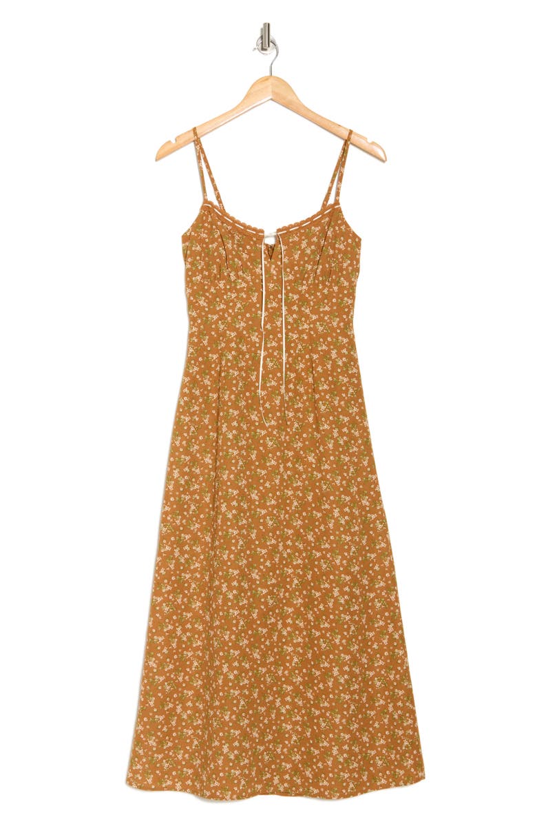 Blu Pepper Floral Tie Neck Midi Sundress, Alternate, color, Brown Multi