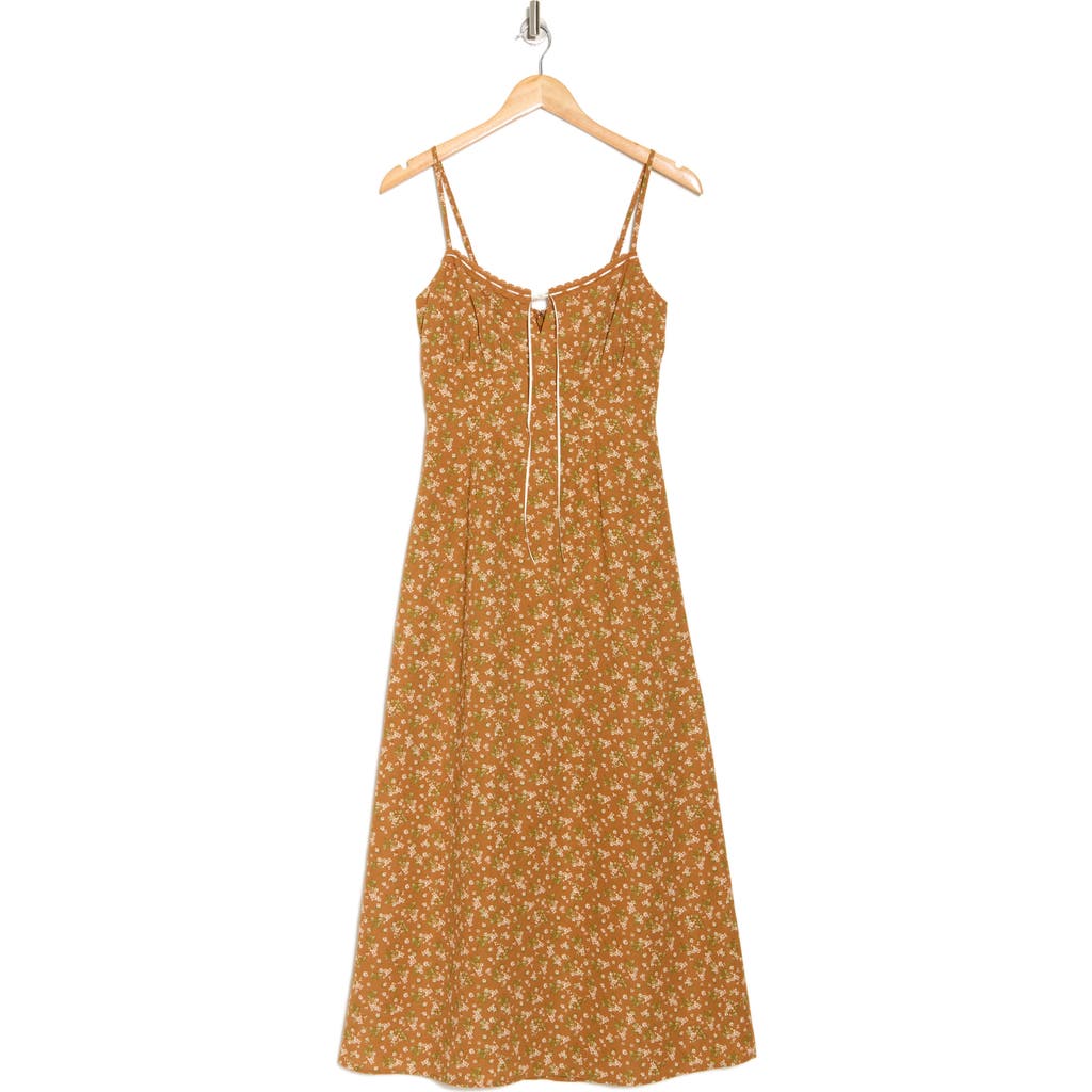BLU PEPPER BLU PEPPER FLORAL TIE NECK MIDI SUNDRESS