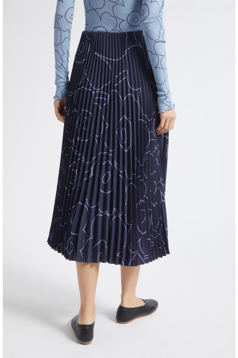 Pii Piirto Unikko Pleated Midi Skirt, Alternate, color, DARK BLUE LIGHT BLUE
