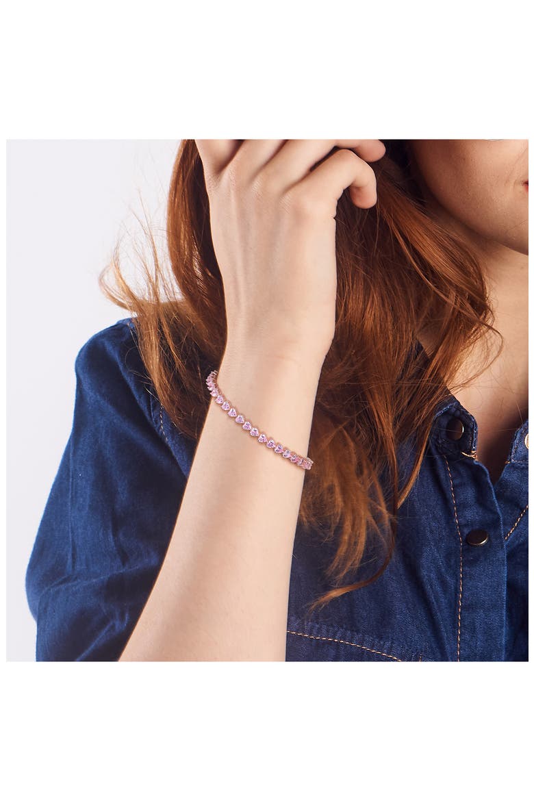 Pear Cut Created Sapphire Tennis Bracelet, Alternate, color, PINK