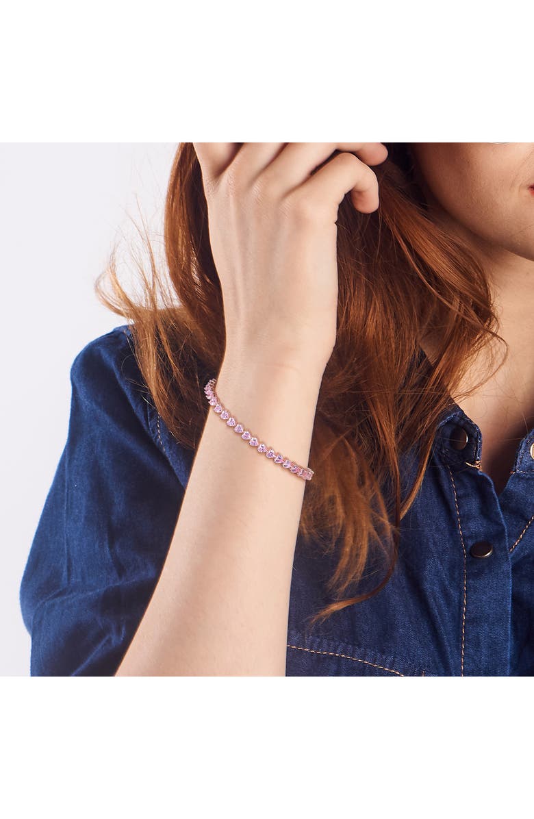 DELMAR Pear Cut Created Sapphire Tennis Bracelet, Alternate, color, Pink