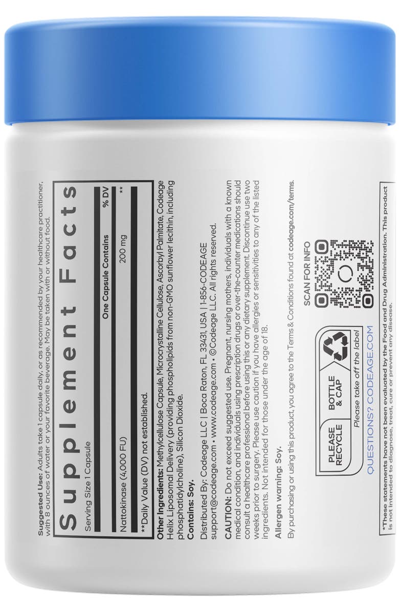 Codeage Liposomal Nattokinase, Alternate, color, White