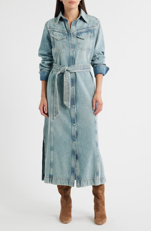 BOSS Orange Long Sleeve Belted Denim Shirtdress in Dk Bu 