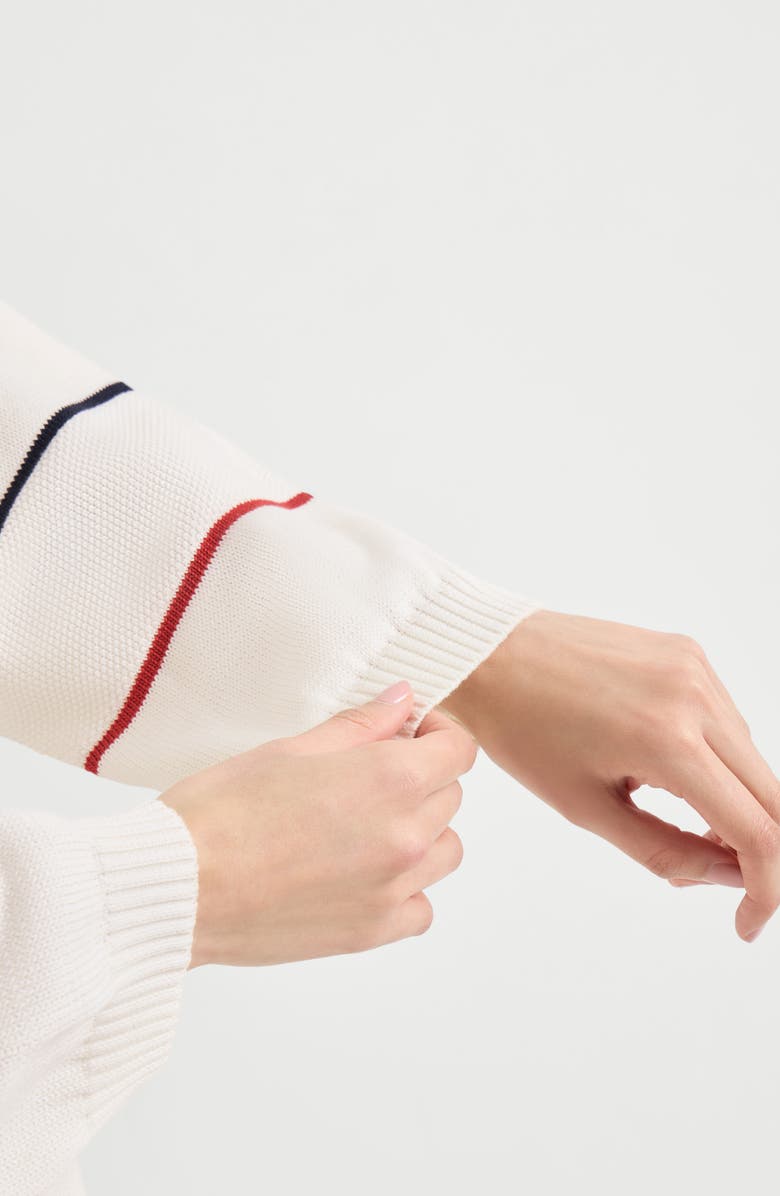 Brunello Cucinelli Textured stripe sweater, Alternate, color, Panama