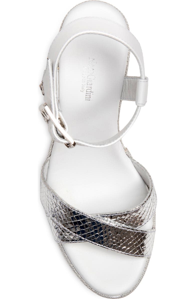NeroGiardini Metallic Platform Wedge Sandal, Alternate, color,