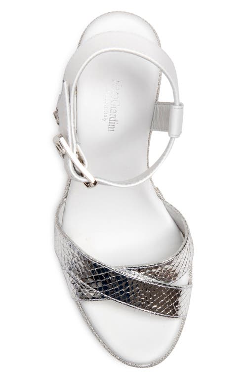 Nerogiardini Metallic Platform Wedge Sandal In White/silver