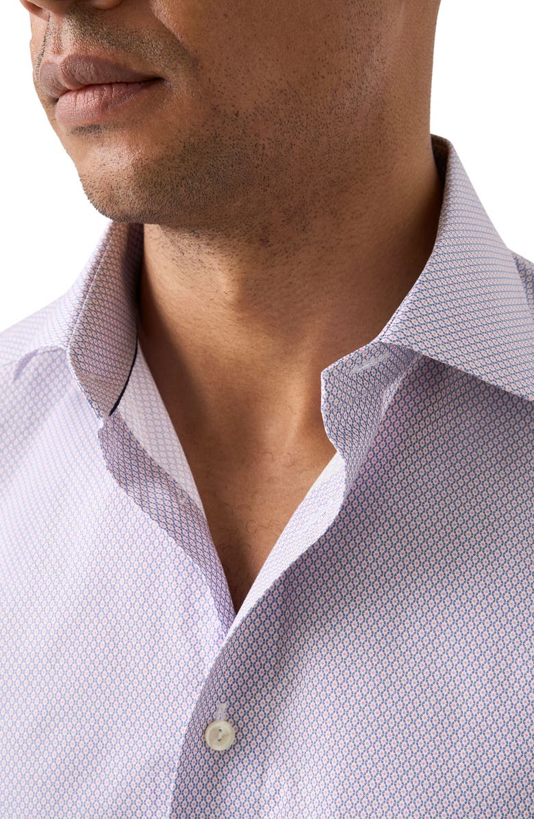 Eton Slim Fit Geometric Print Cotton Dress Shirt, Alternate, color, Pink