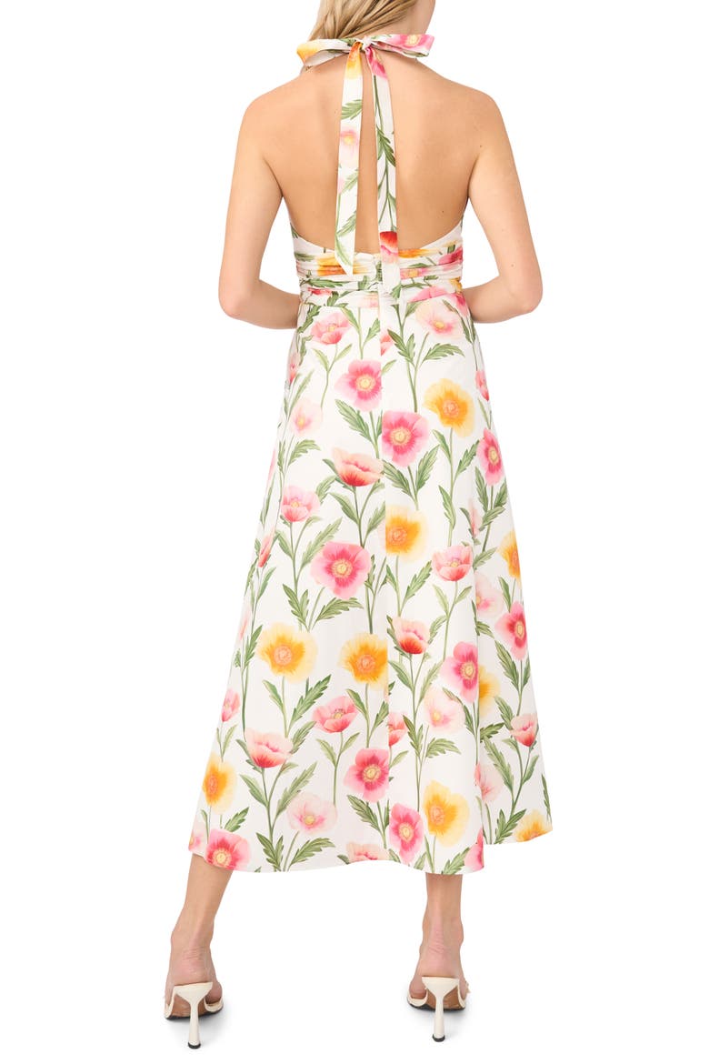Nicky Floral Halter Neck Cotton Dress, Alternate, color, ULTRA WHITE