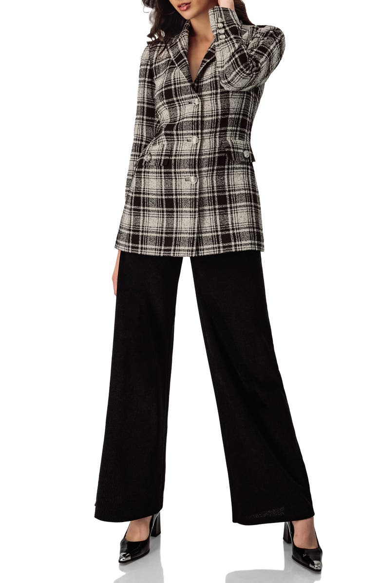 IVONNE Checkered Three Button Blazer, Alternate, color, Black