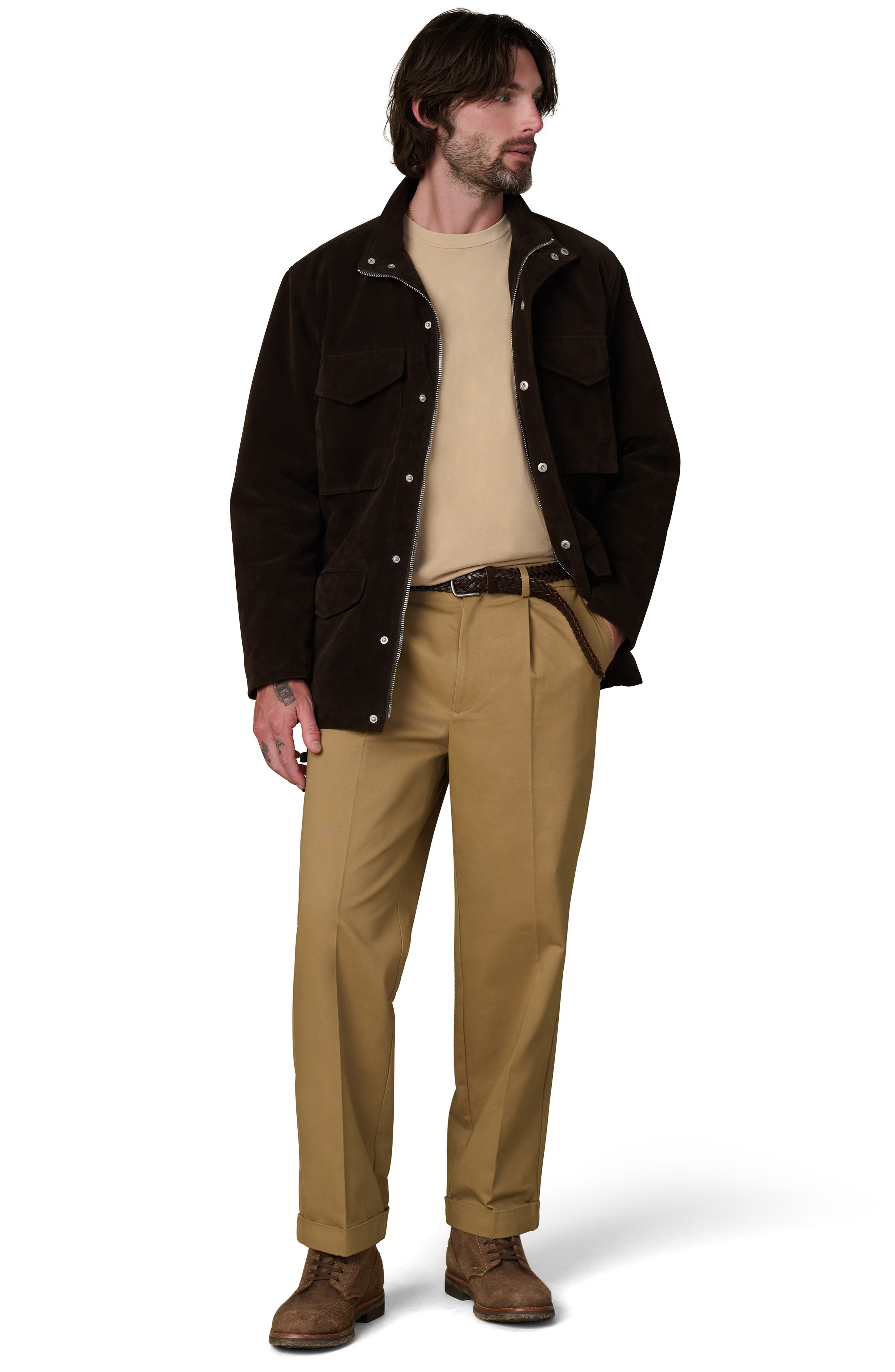 Joe's M16 Belted Faux Suede Jacket (Men) | Nordstrom
