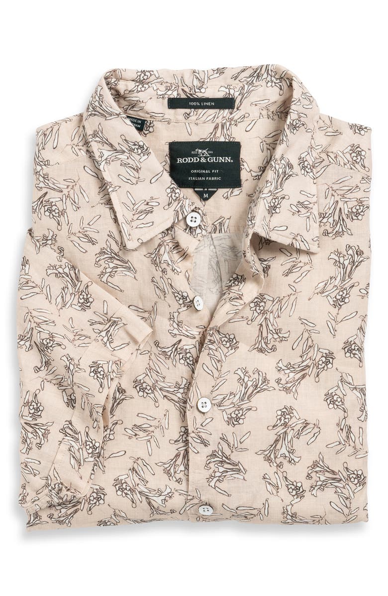 Rodd & Gunn Flax Island Sports Fit Floral Short Sleeve Linen Button-Up Shirt, Alternate, color, 