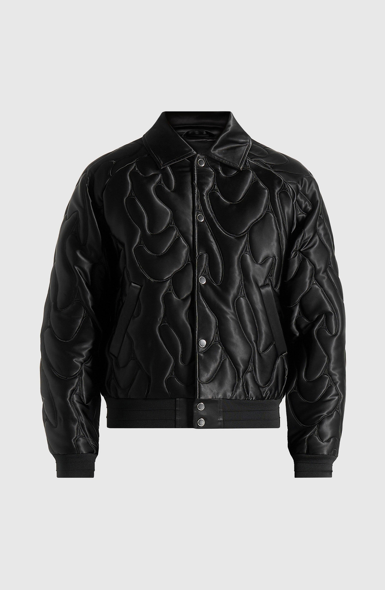 Manière De Voir Ugo Satin Embroidered Jacket, Main, color, Black