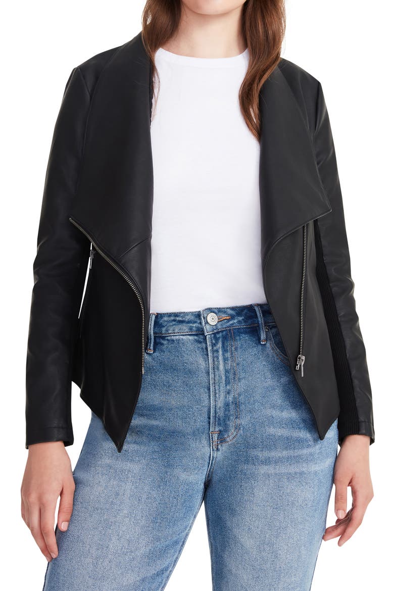 Gabrielle Faux Leather Jacket, Alternate, color, BLACK