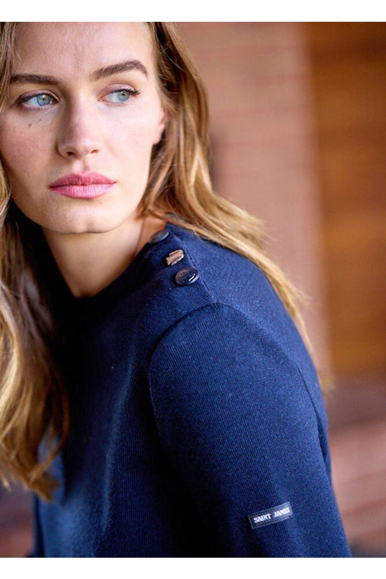 BREGANCON - Breton Sweater with Jacquard Elbow Patch, Alternate, color, NAVY