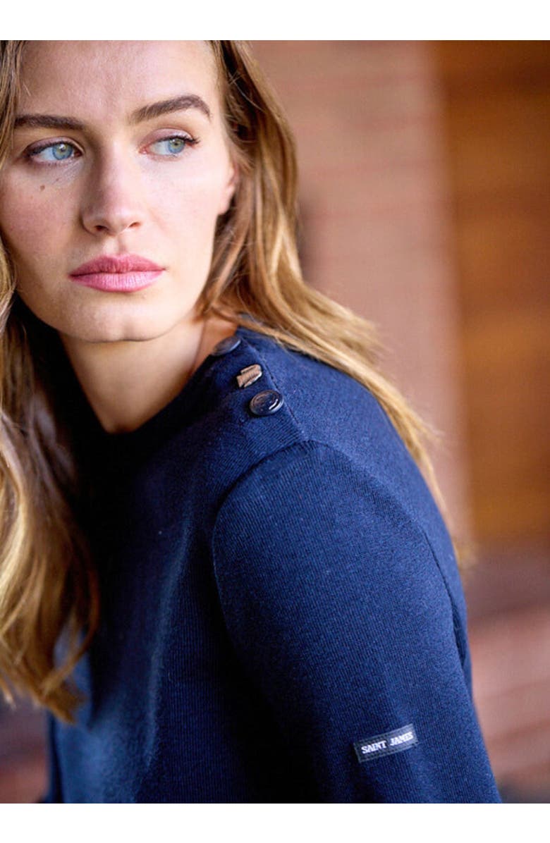 Saint James BREGANCON - Breton Sweater with Jacquard Elbow Patch, Alternate, color, Navy