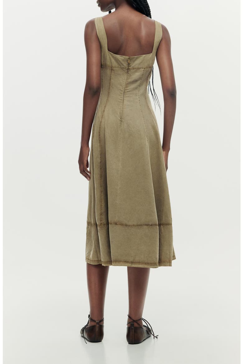 Sleeveless Denim A-Line Dress, Alternate, color, SAND