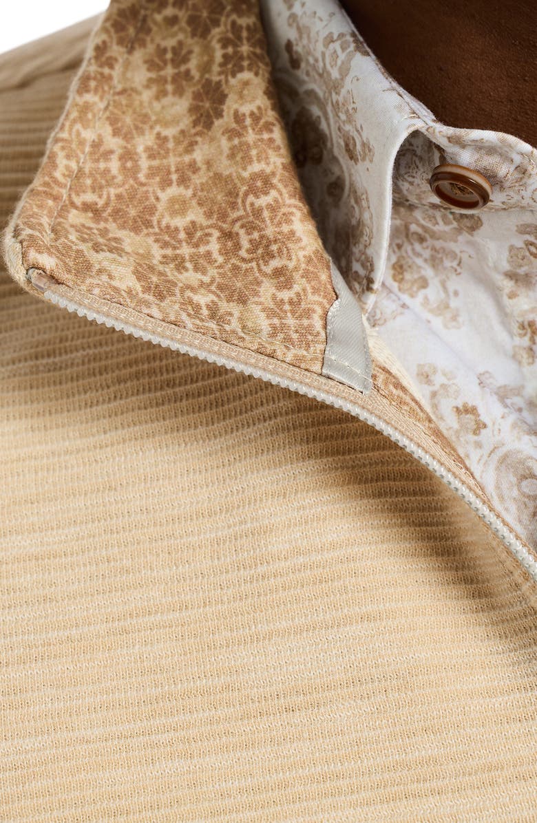 Robert Graham Ledson Space Dye Cotton Quarter Zip Top, Alternate, color, Oatmeal