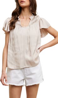 WISHLIST Ruched Satin Top