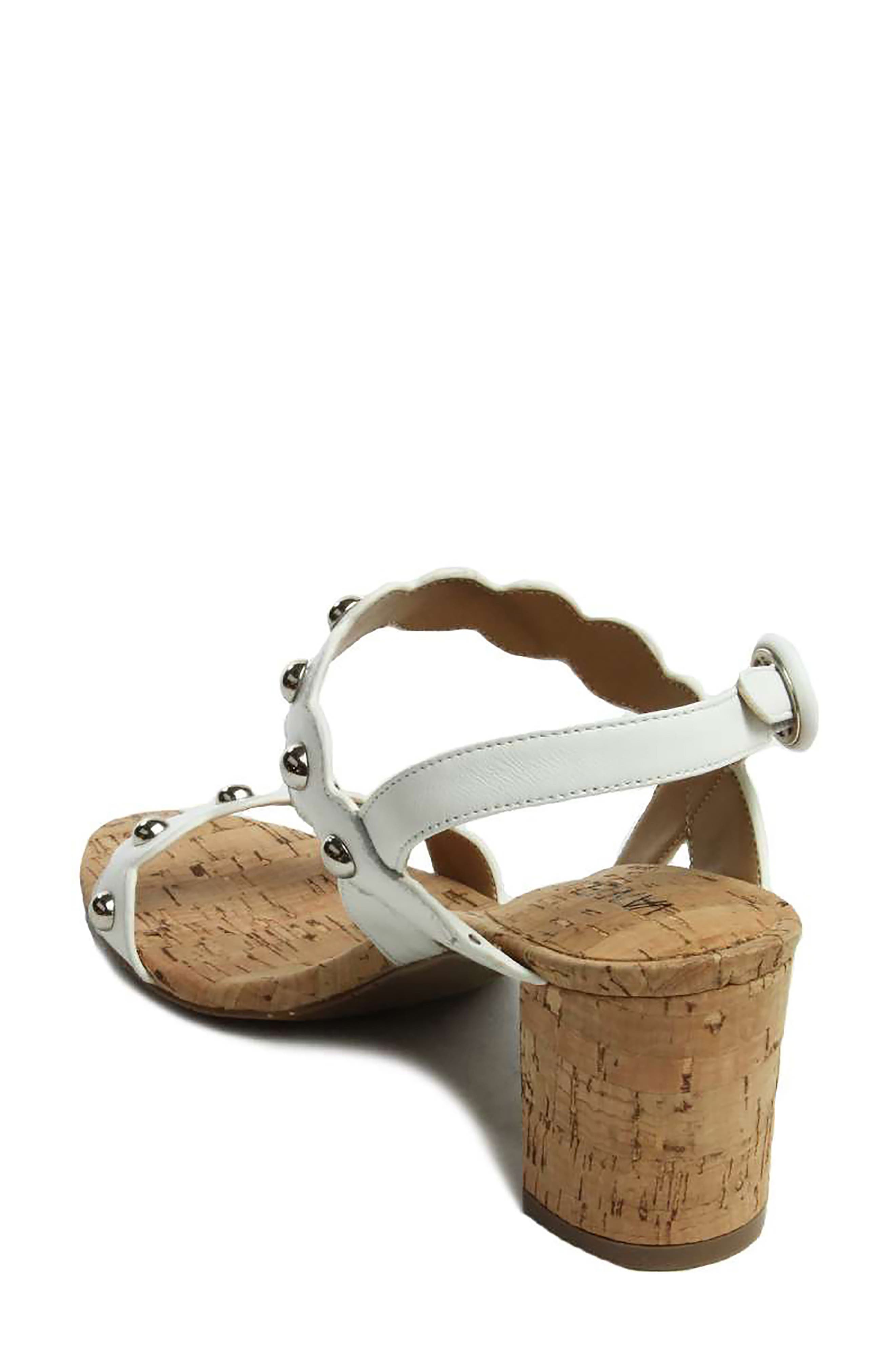Mavis Studded Scalloped Sandal, Alternate, color, WHITE SUEDE